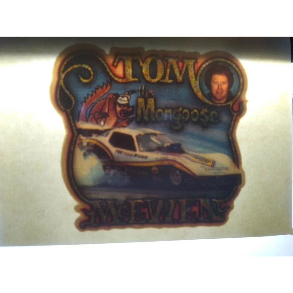Tom The Mongoose Mcewen Race Car Screamin Glitter Iron-On Decal Donruss 1970s
